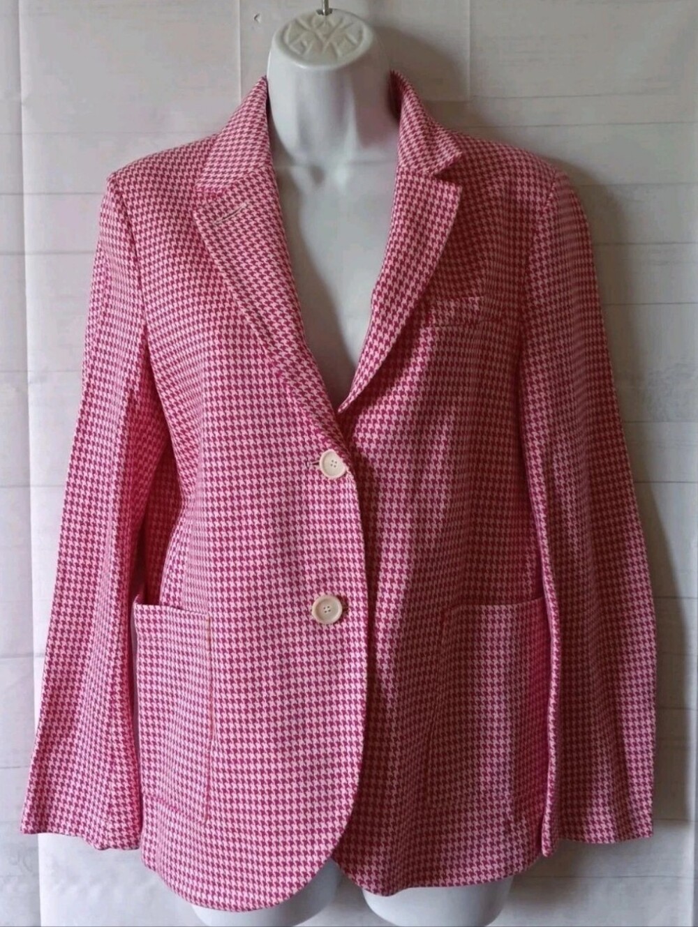 Harris Wharf London Pink Gingham Check Knit Blazer  495.00